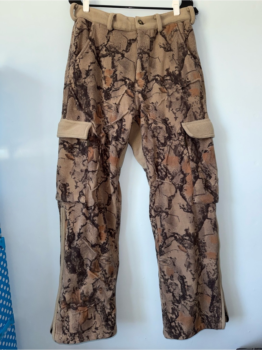 Men's Brown/Tan Camouflage Fleece Cargo Pants